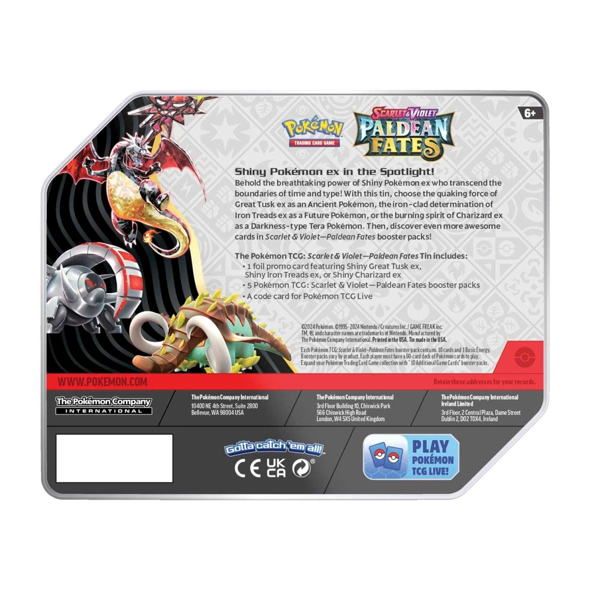 Pokemon: Paldean Fates ex Tin [Iron Treads]
