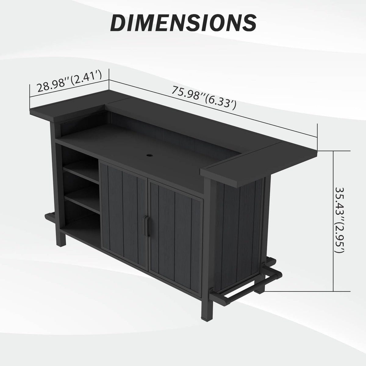 Outdoor Aluminum Bar Table - Gray
