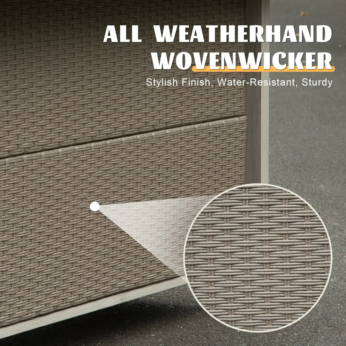 Modern Aluminum & Wicker Outdoor Bar Table - Gray