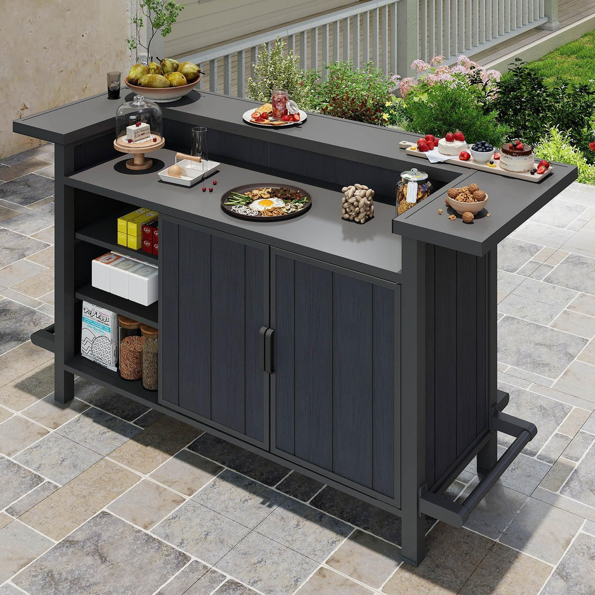 Outdoor Aluminum Bar Table - Gray