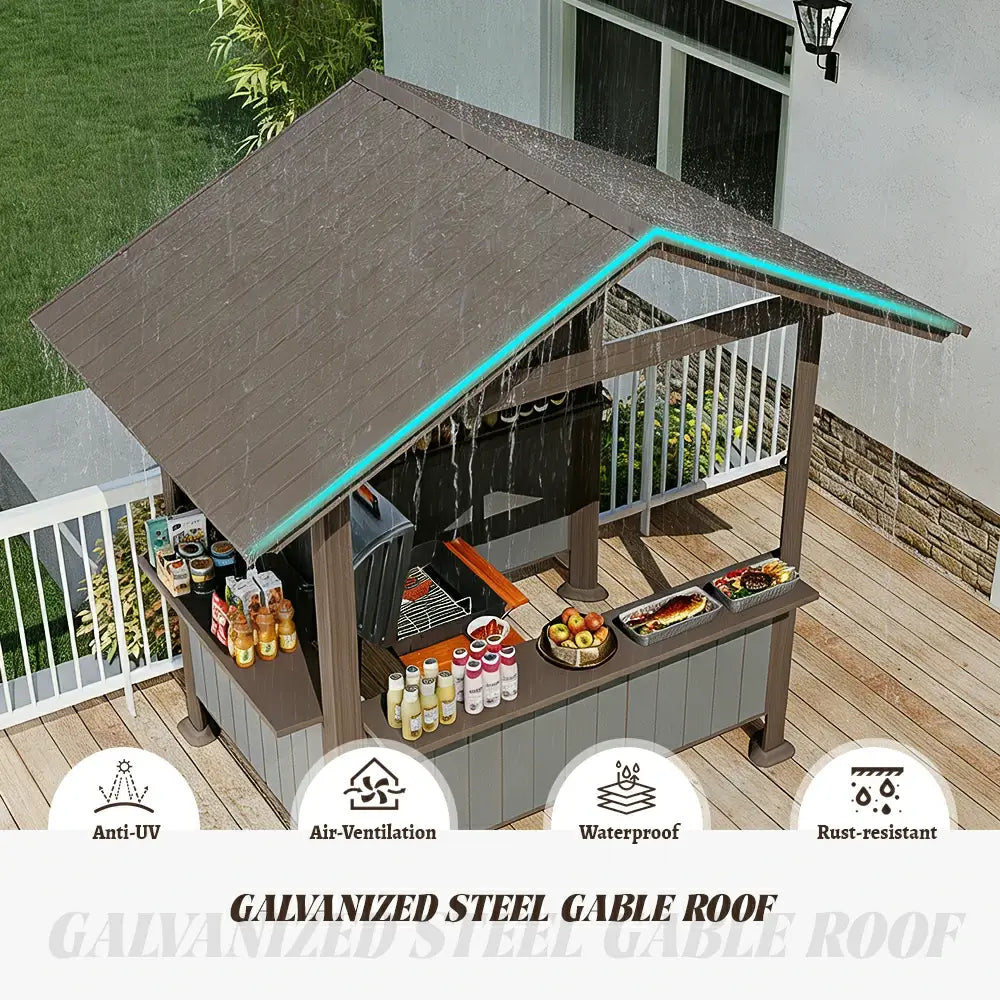 9' x 6' Hardtop Grill Gazebo Gable Roof