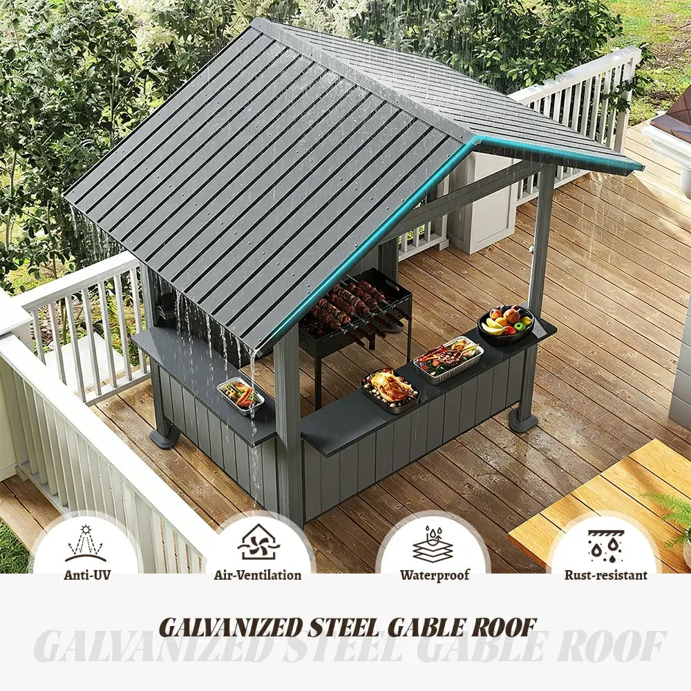 9' x 6' Hardtop Grill Gazebo Gable Roof