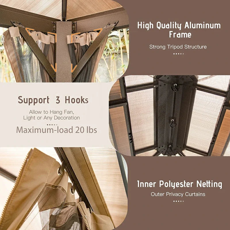 Polycarbonate Hardtop Gazebo Dark Brown