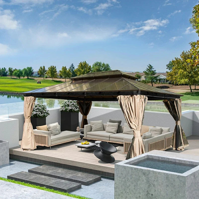 Polycarbonate Hardtop Gazebo Dark Brown