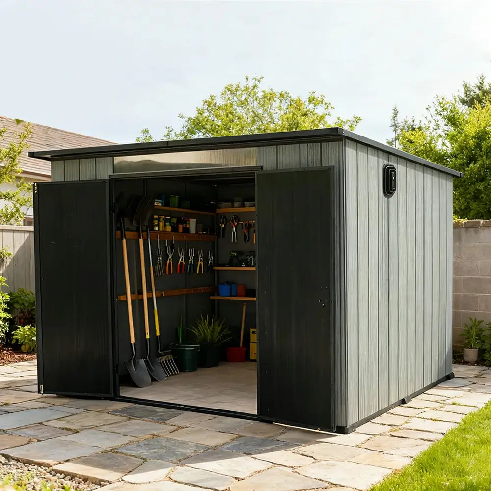 Outdoor Resin Storage Shed Sloping Roof