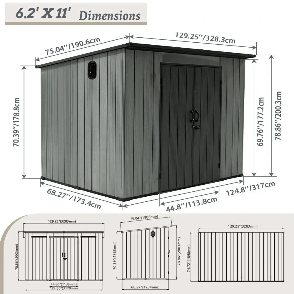 Outdoor Resin Storage Shed Sloping Roof