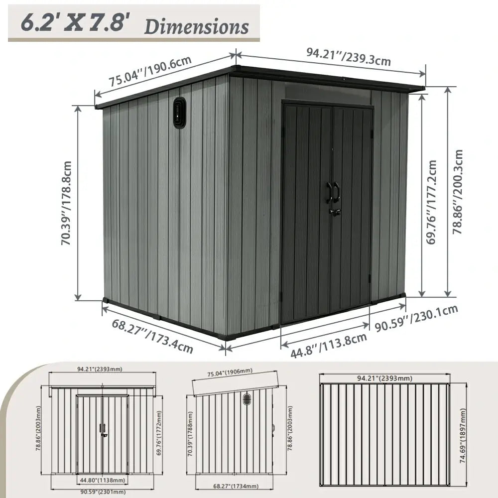 Outdoor Resin Storage Shed Sloping Roof