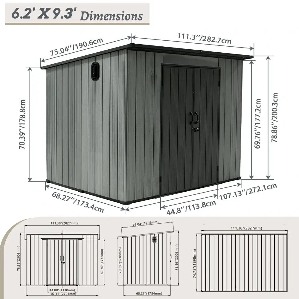 Outdoor Resin Storage Shed Sloping Roof