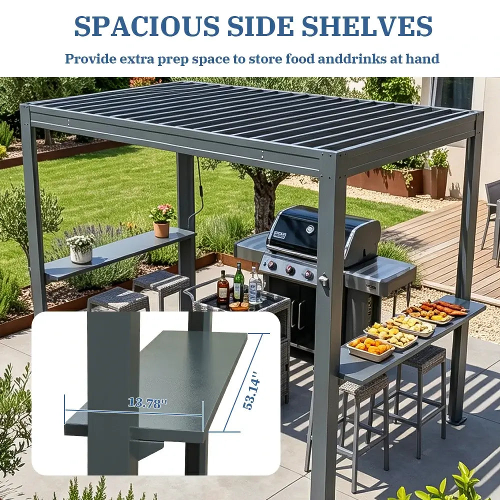 8' x 5' Aluminum Grill Gazebo with Adjustable Louvered Roof