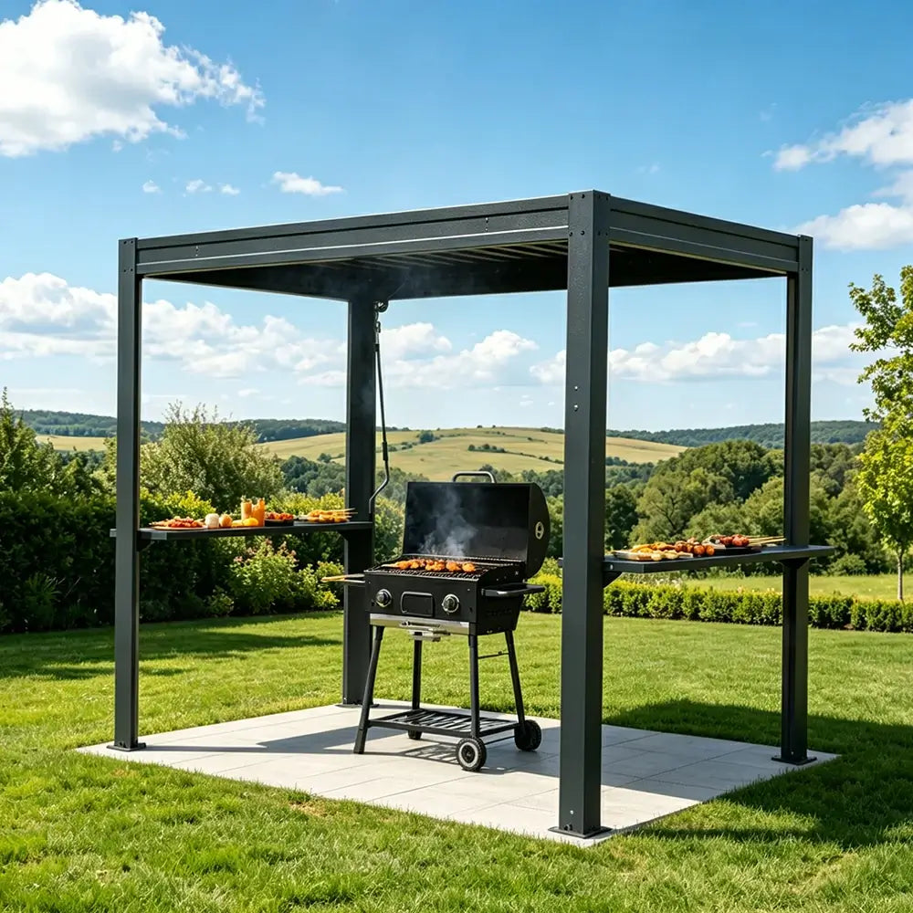 8' x 5' Aluminum Grill Gazebo with Adjustable Louvered Roof