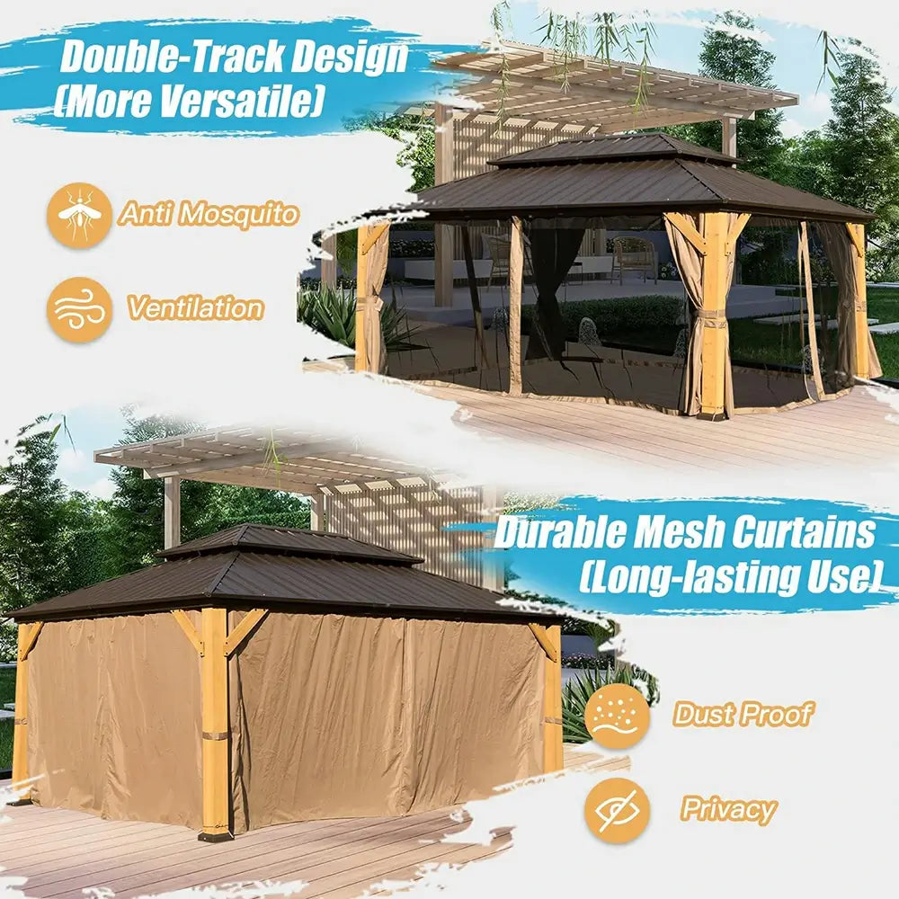 Wood Gazebo with Galvanized Steel Roof - Cedar Post