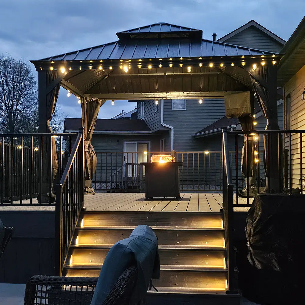 Aluminum Hardtop Gazebo Dark Gray with Drainage Gutters