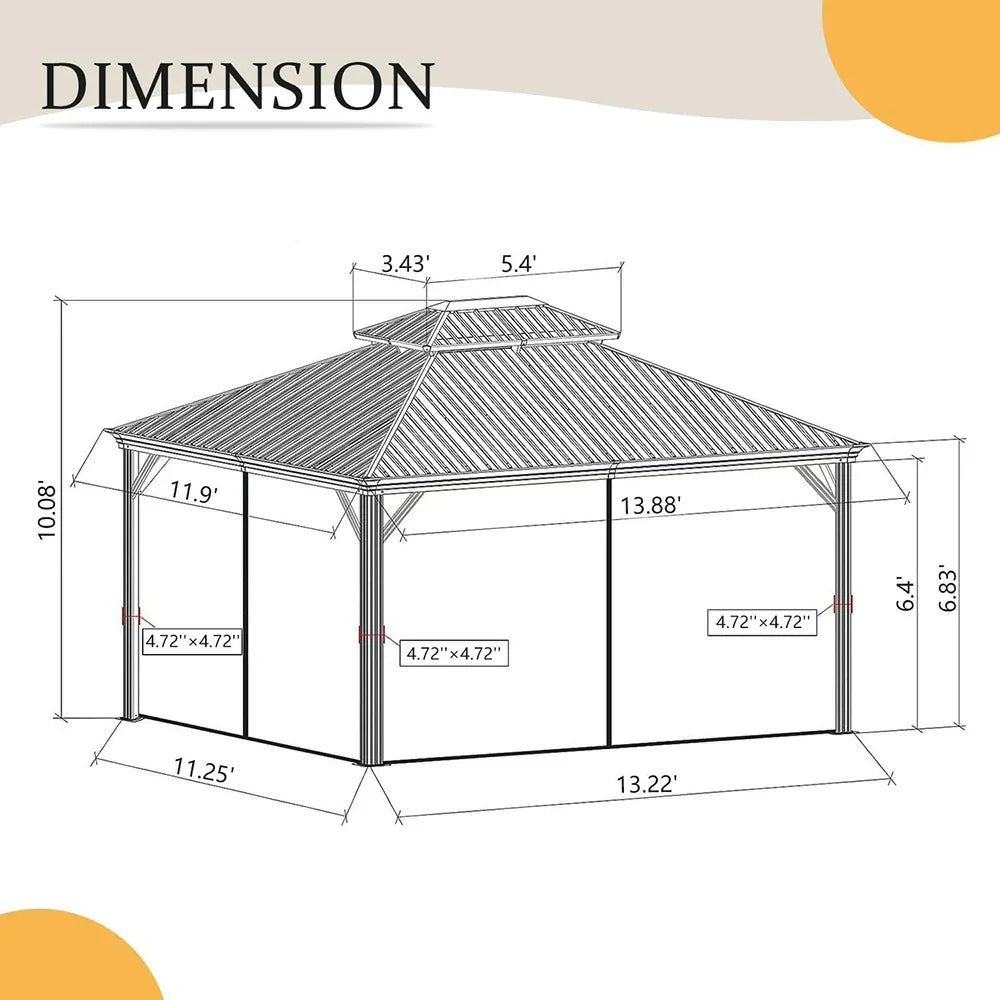 Aluminum Hardtop Gazebo Dark Gray with Drainage Gutters