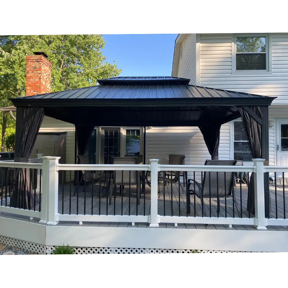Aluminum Hardtop Gazebo Dark Gray with Drainage Gutters