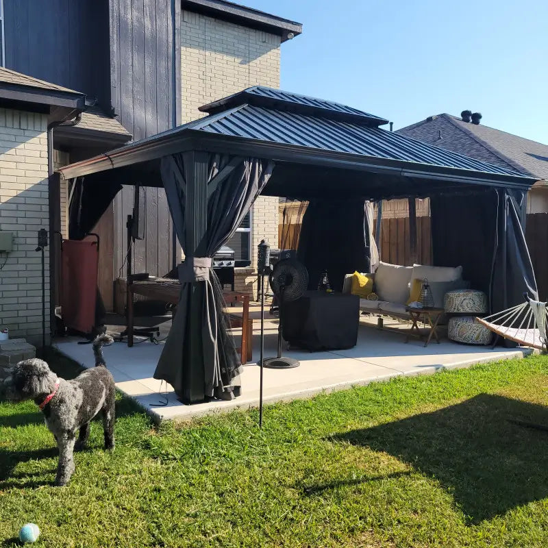 Aluminum Hardtop Gazebo Dark Gray with Drainage Gutters