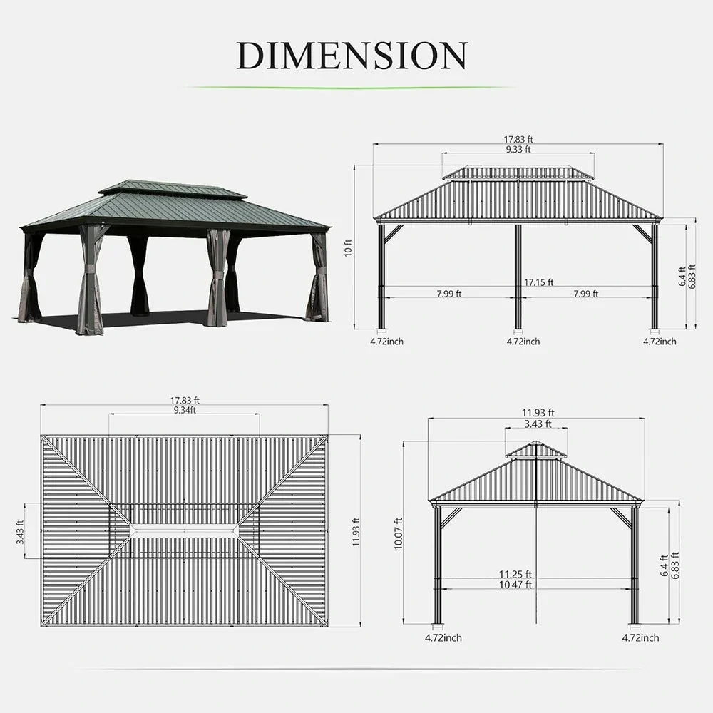 Aluminum Hardtop Gazebo Dark Gray with Drainage Gutters