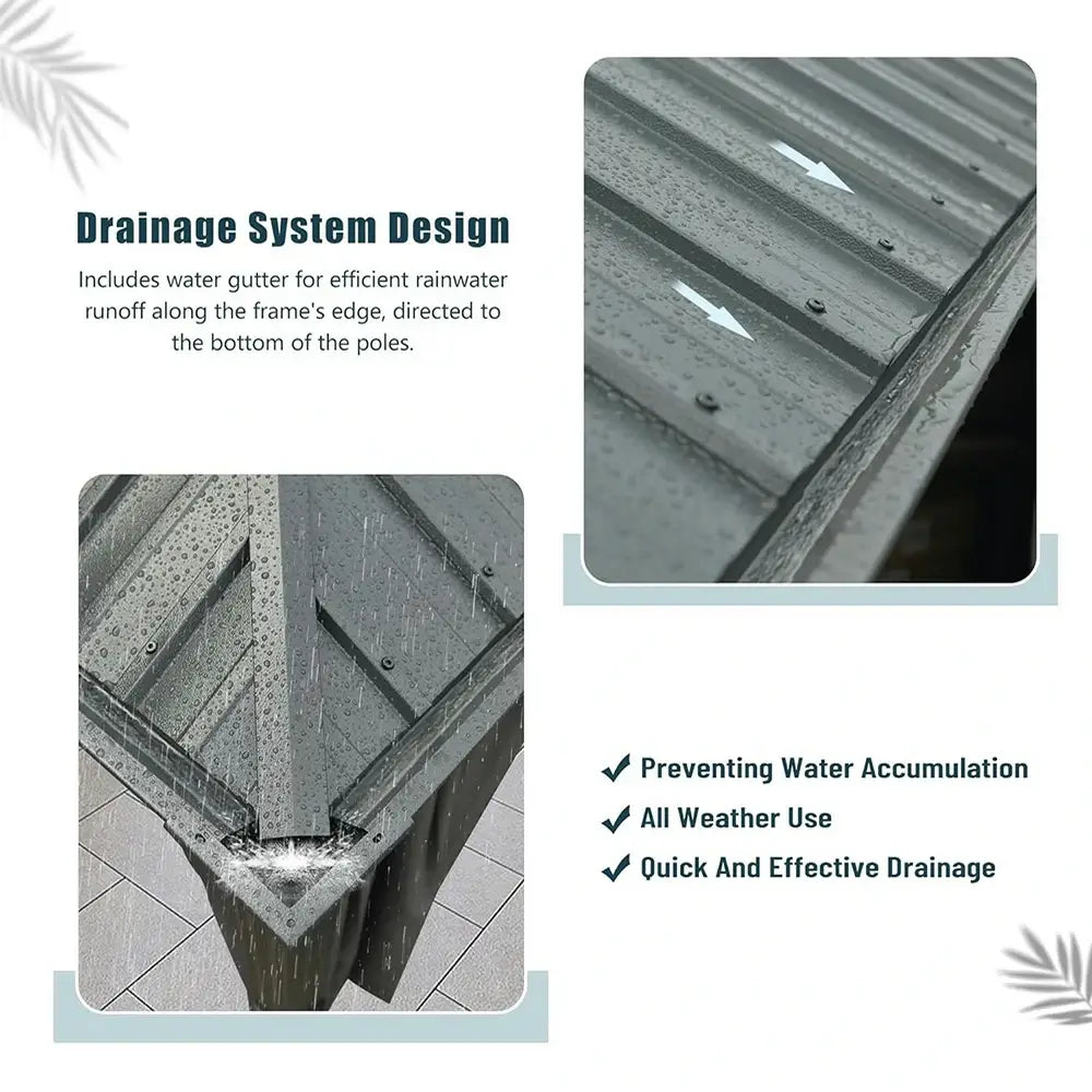 Aluminum Hardtop Gazebo Dark Gray with Drainage Gutters