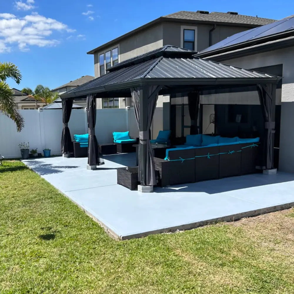 Aluminum Hardtop Gazebo Dark Gray with Drainage Gutters