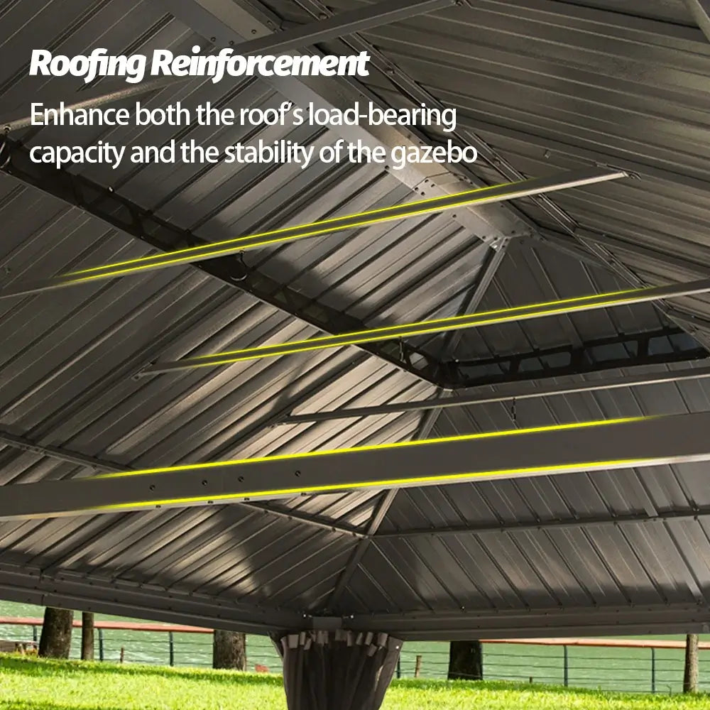 Aluminum Hardtop Gazebo Dark Gray with Drainage Gutters