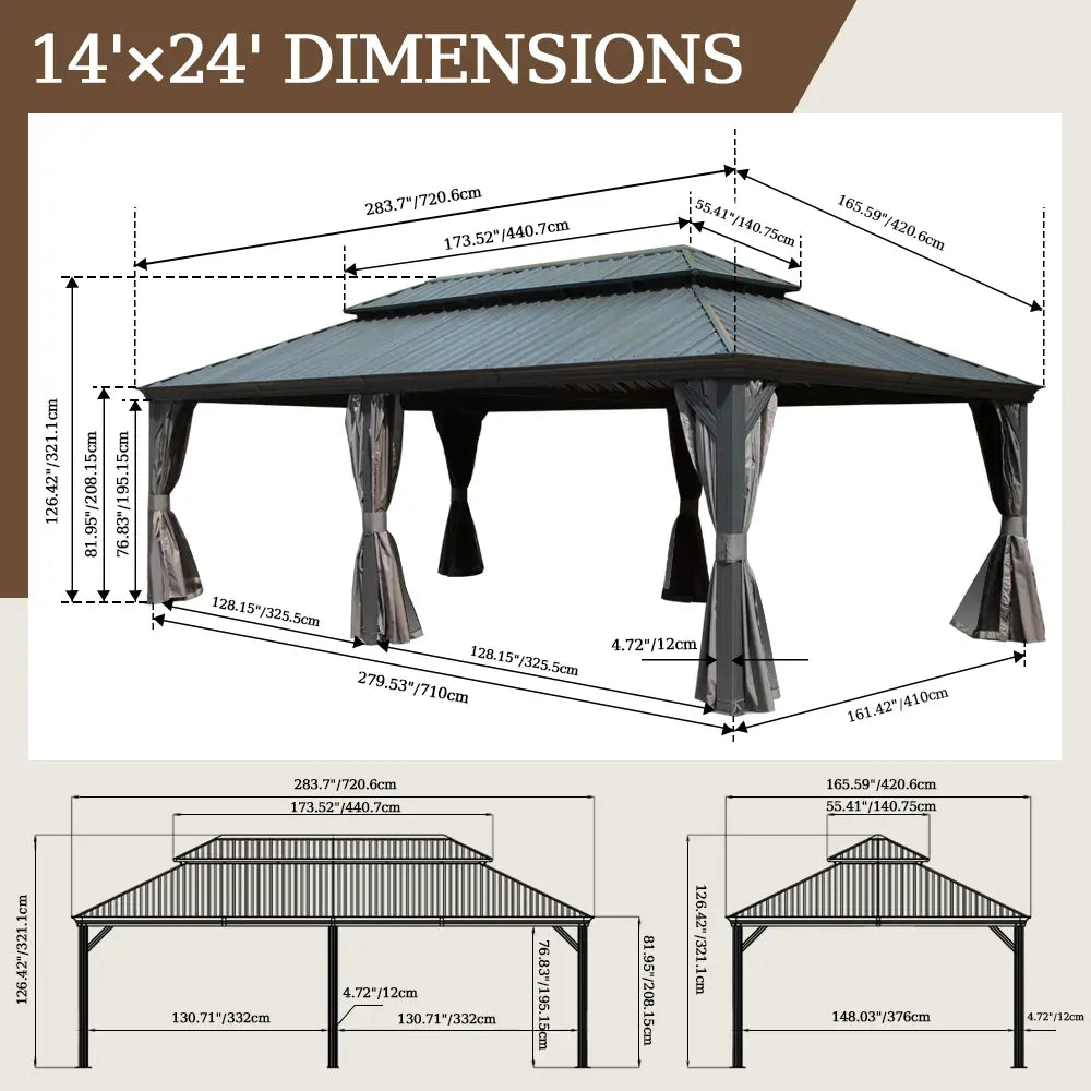 Aluminum Hardtop Gazebo Dark Gray with Drainage Gutters