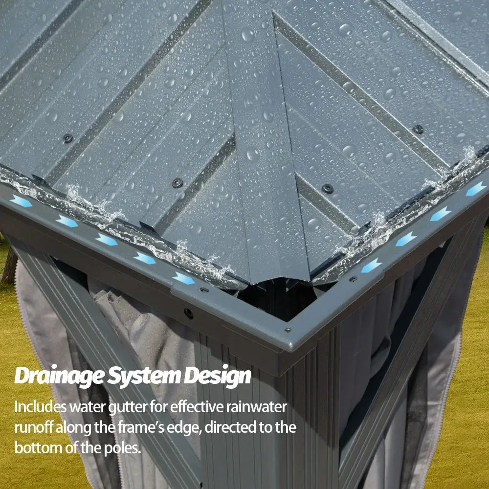 Aluminum Hardtop Gazebo Dark Gray with Drainage Gutters