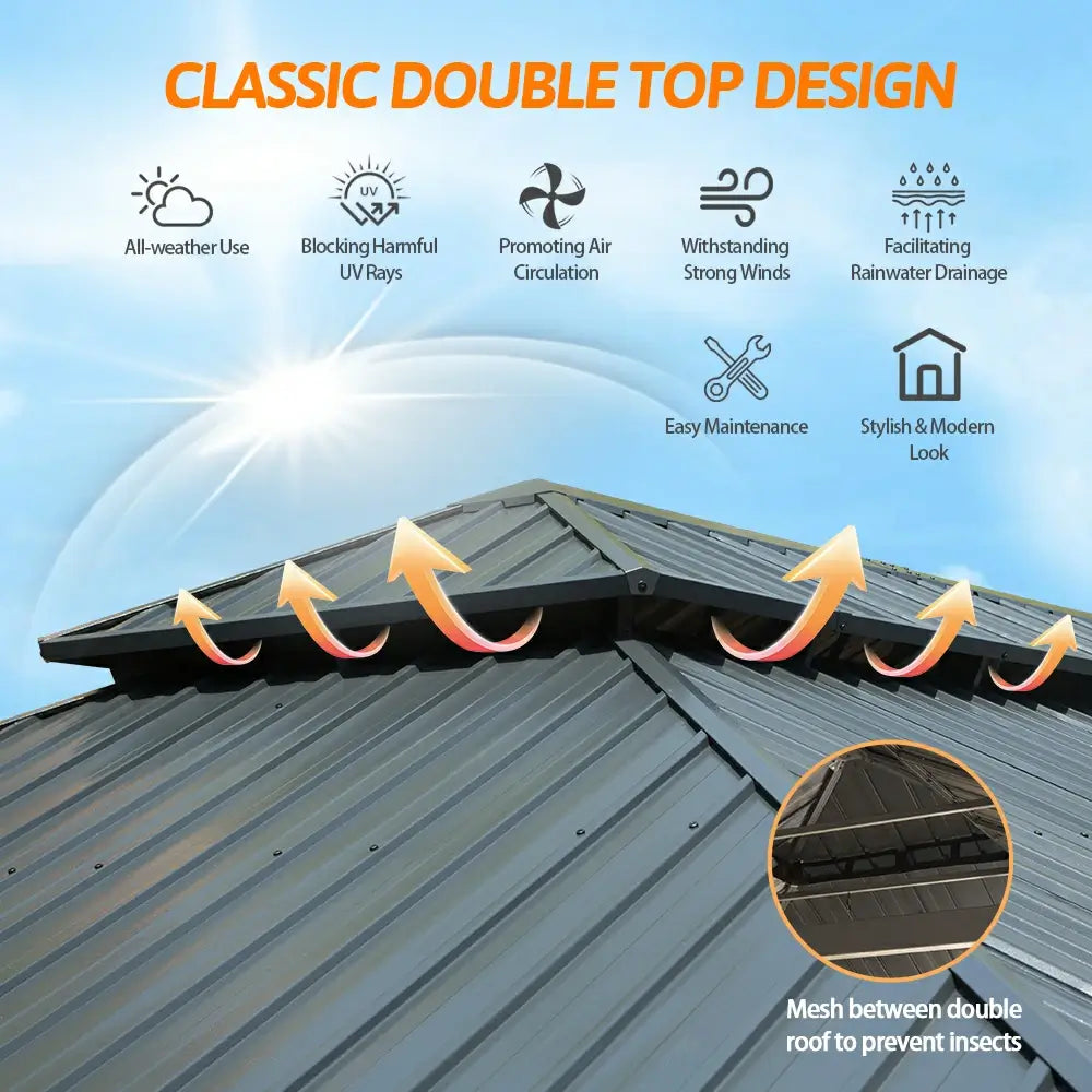 Aluminum Hardtop Gazebo Dark Gray with Drainage Gutters