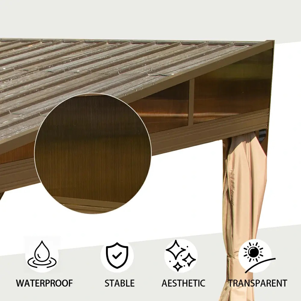 Wall-Mounted Hardtop Gazebo with Drainage Gutters