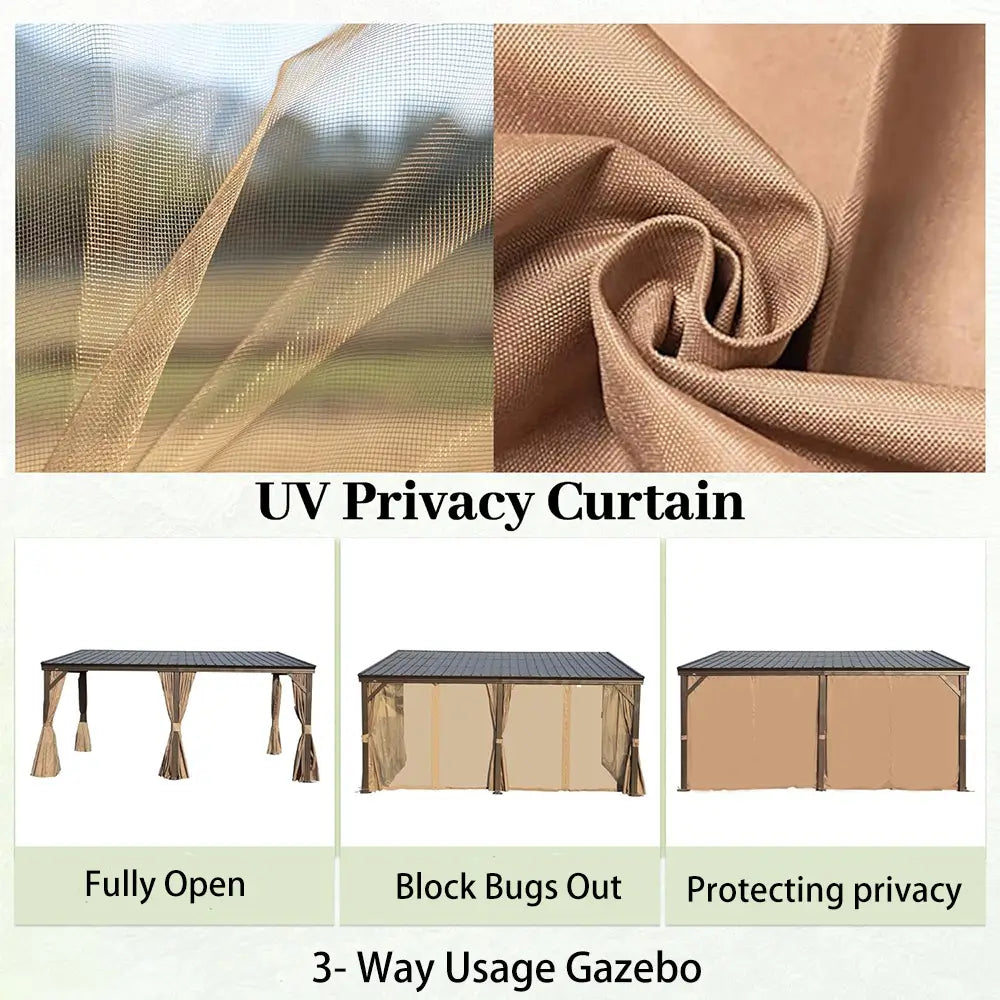 Wall-Mounted Hardtop Gazebo with Drainage Gutters