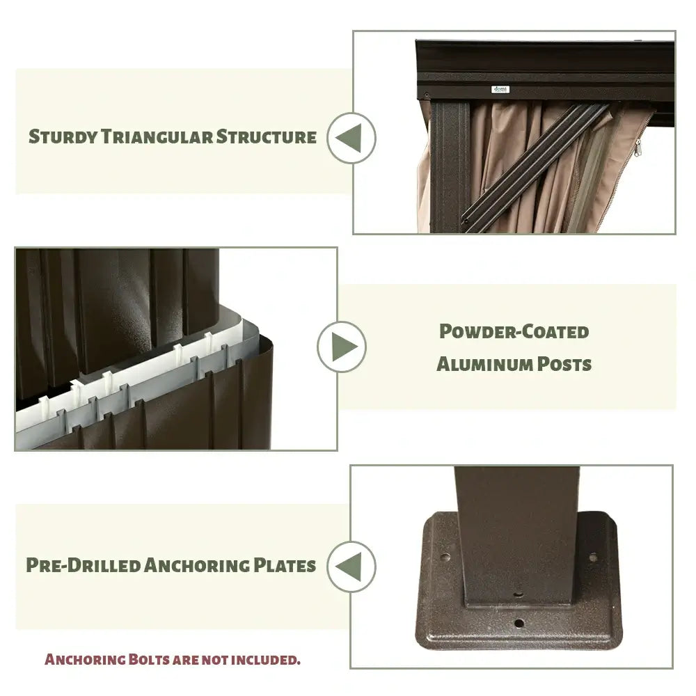 Wall-Mounted Hardtop Gazebo with Drainage Gutters