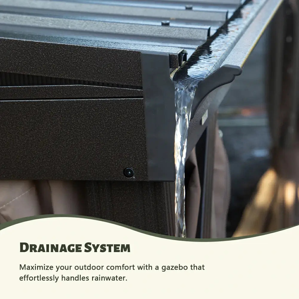 Wall-Mounted Hardtop Gazebo with Drainage Gutters