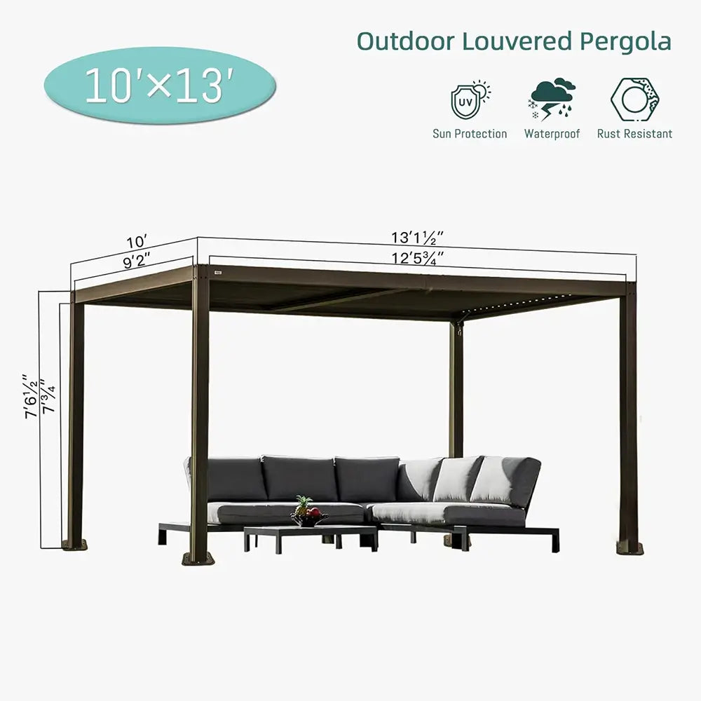 Aluminum Louvered Pergola - Brown