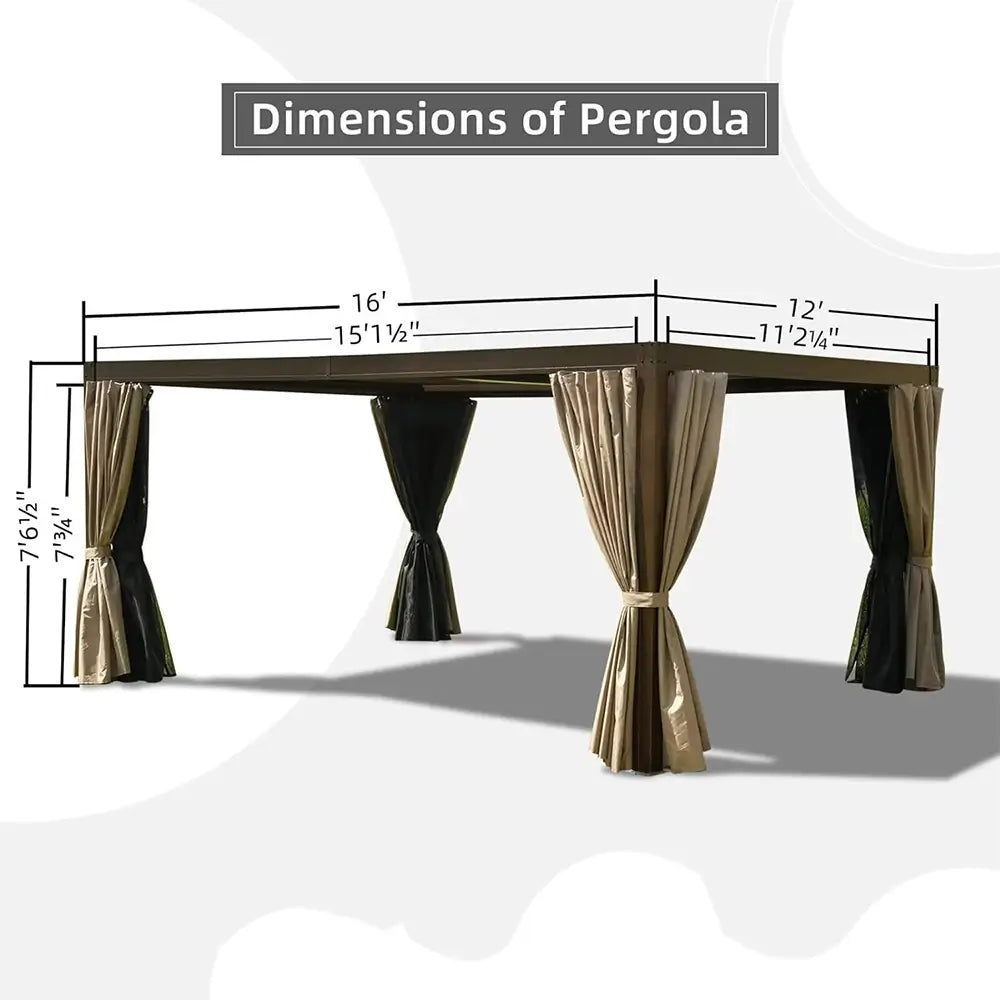 Aluminum Louvered Pergola - Brown