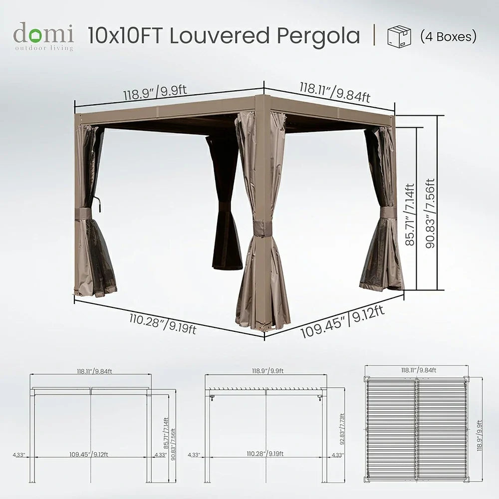 Aluminum Louvered Pergola - Brown