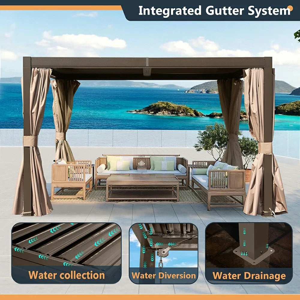 Aluminum Louvered Pergola - Brown