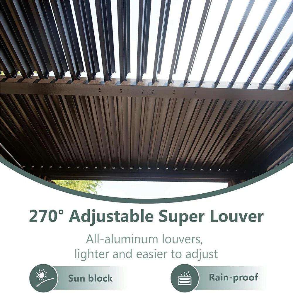 Aluminum Louvered Pergola - Brown