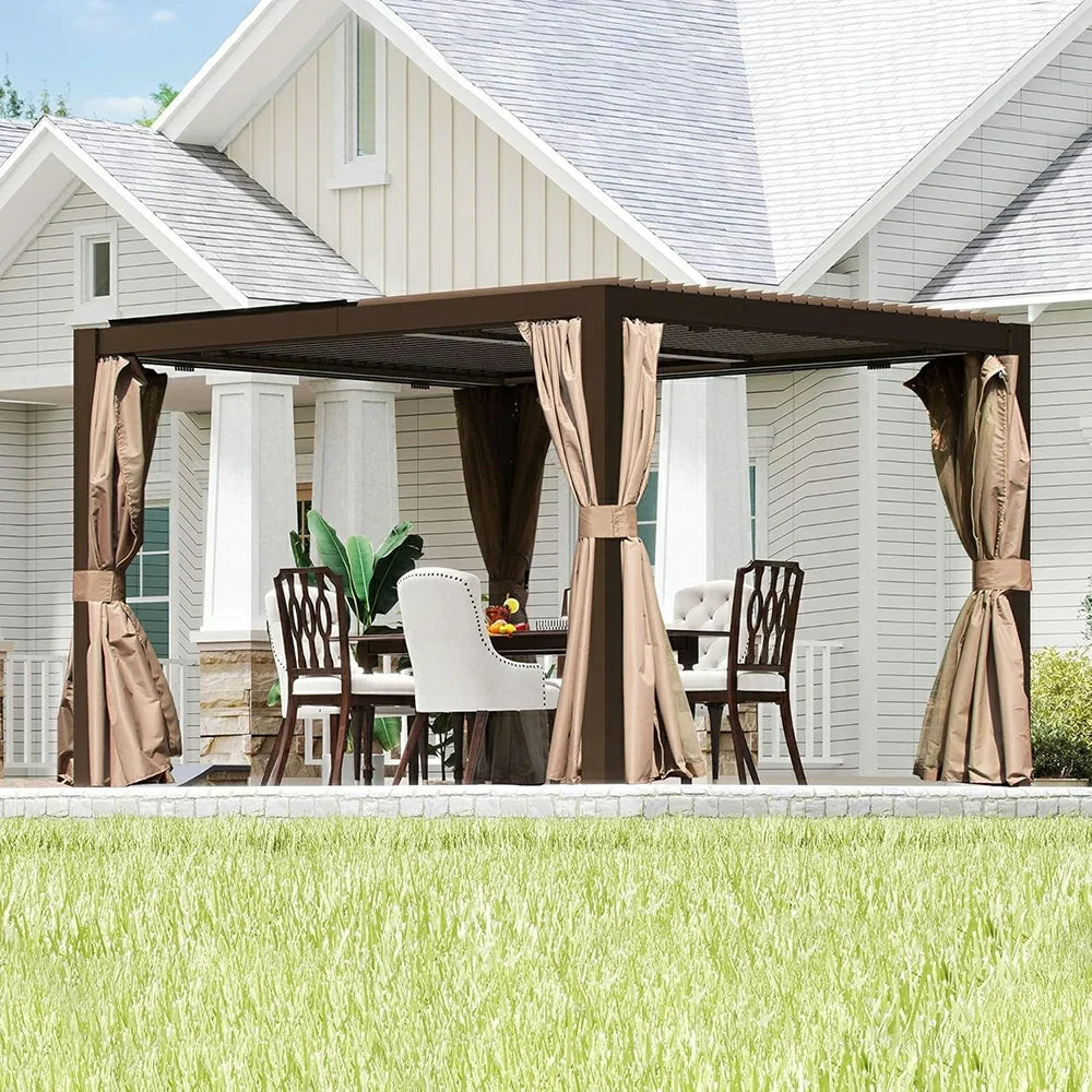Aluminum Louvered Pergola - Brown