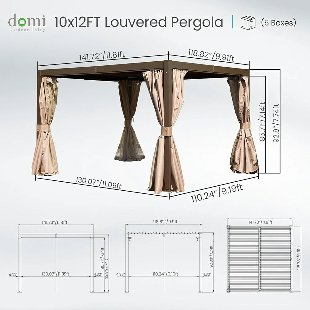 Aluminum Louvered Pergola - Brown