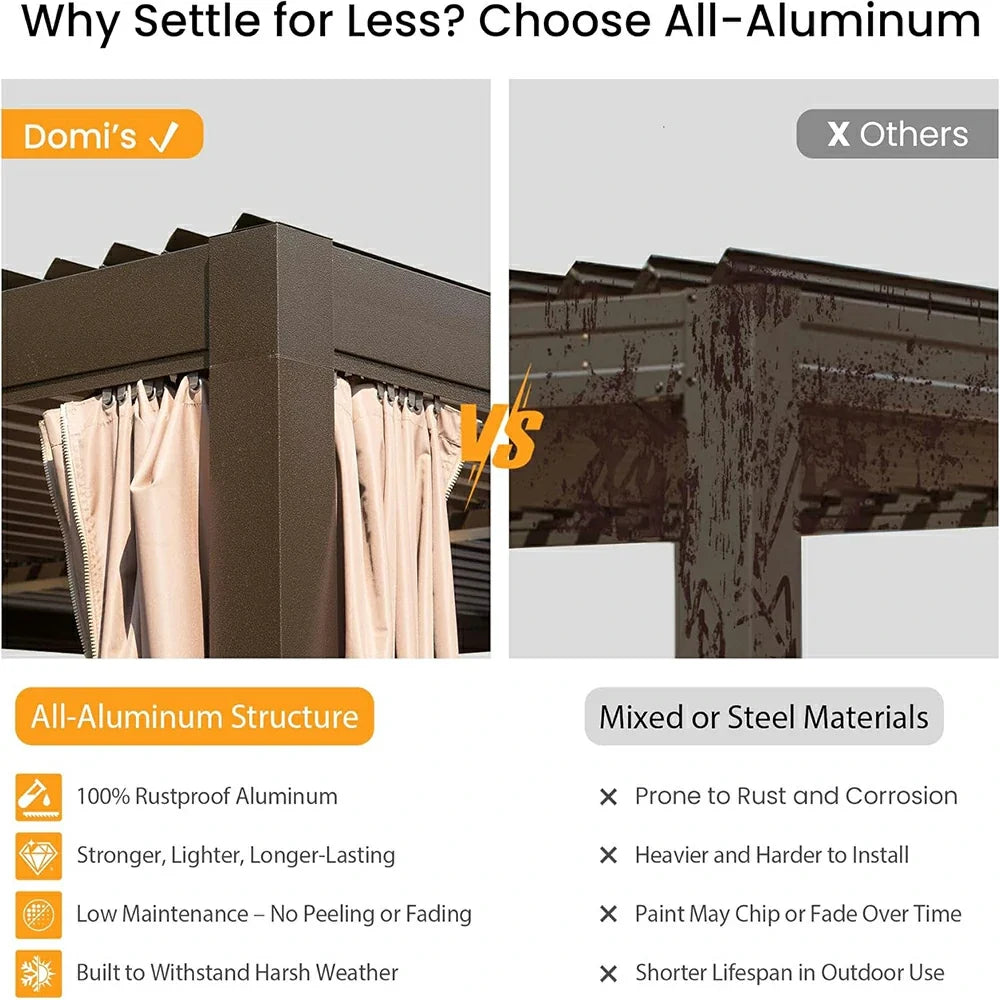 Aluminum Louvered Pergola - Brown