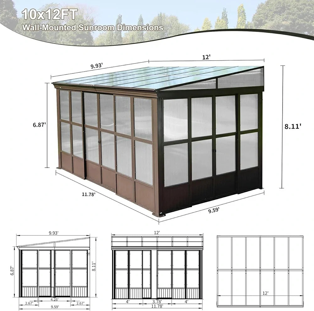 Polycarbonate Wall Mounted Sunroom