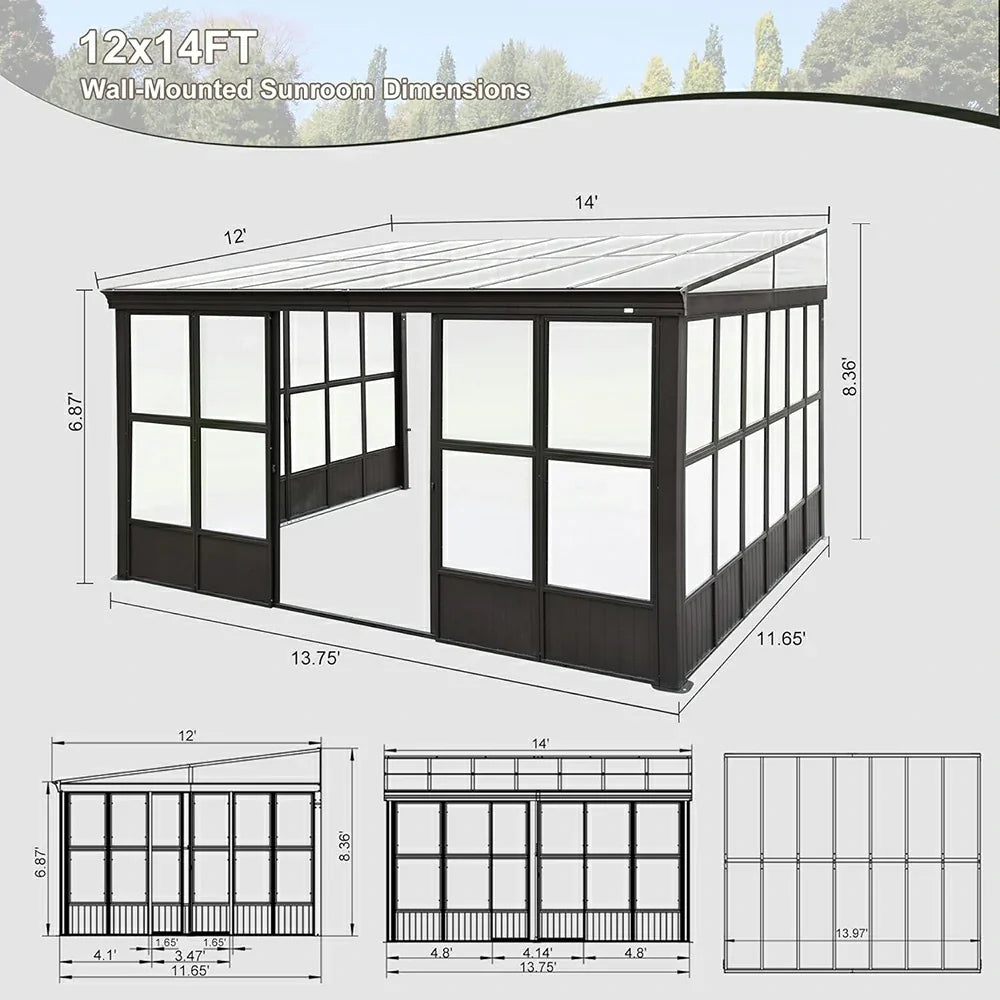 Polycarbonate Wall Mounted Sunroom