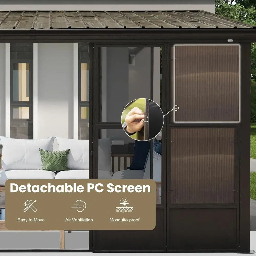10'x12' Wall Mounted Sunroom with Side Door