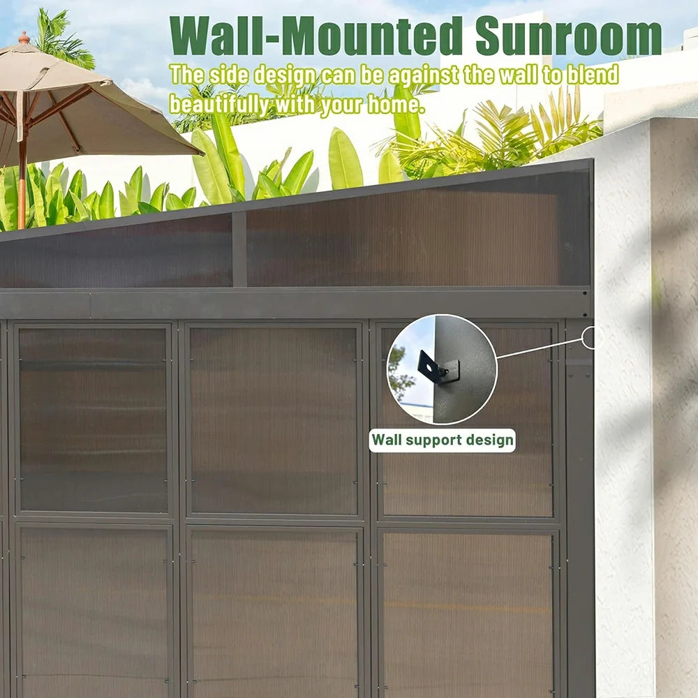 12'x16' Wall Mounted Sunroom with Side Door