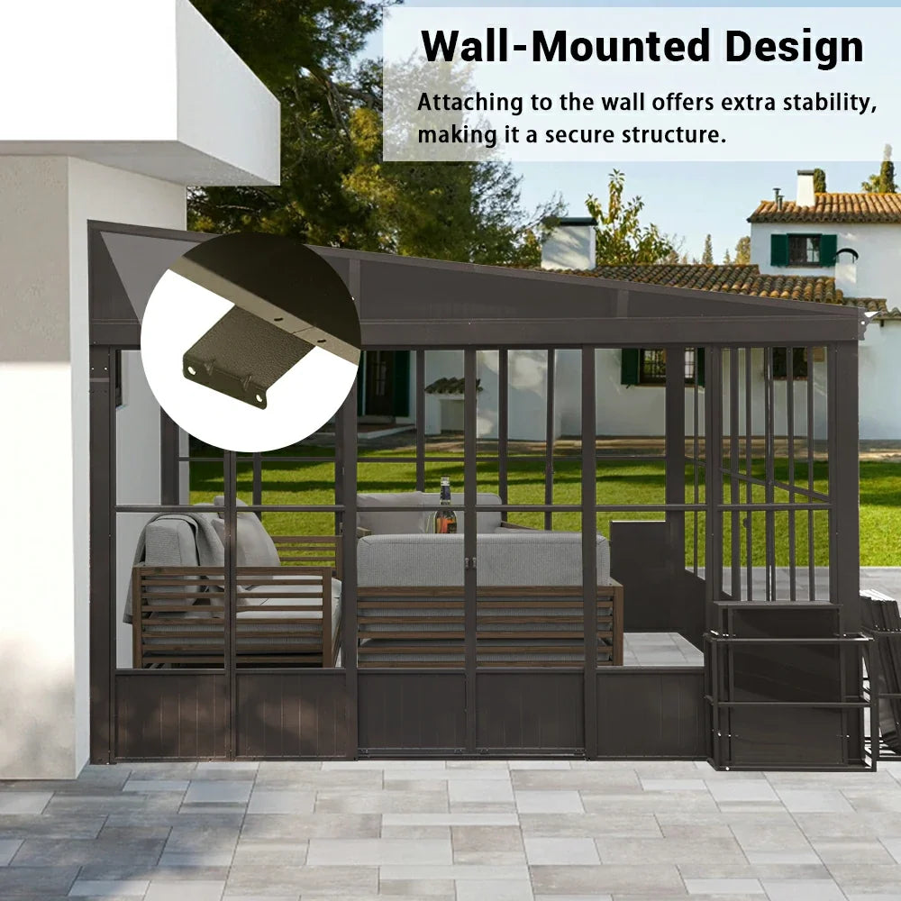 12'x20' Wall Mounted Sunroom with Side Door