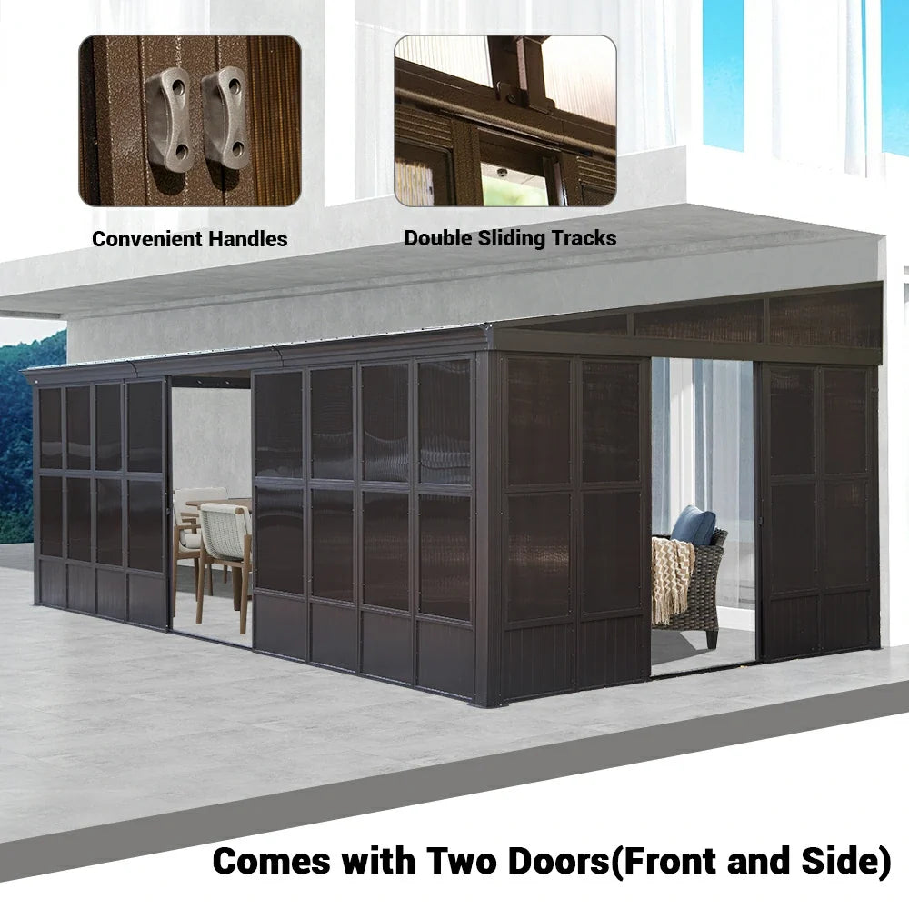 12'x20' Wall Mounted Sunroom with Side Door